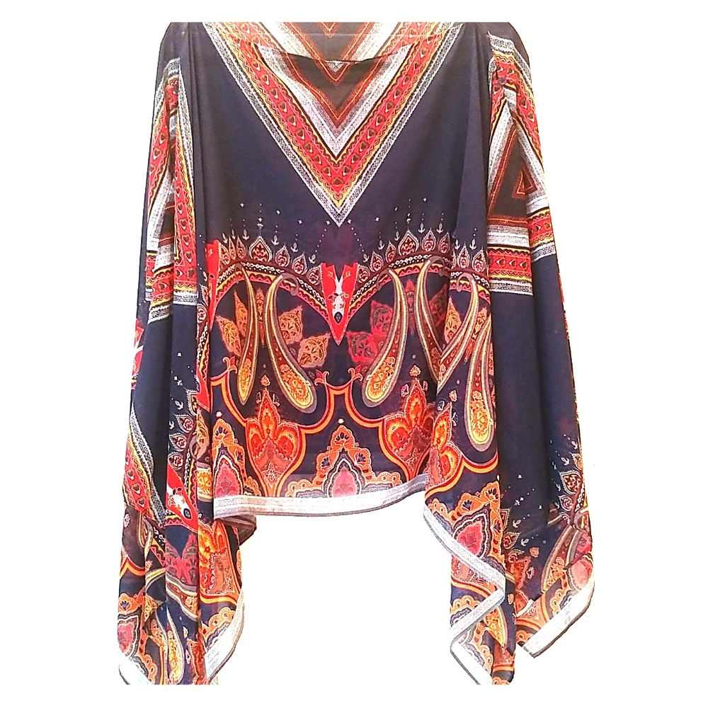 Beautiful scarf over the head cape top